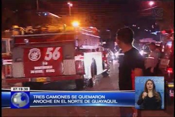 Camaretas habrían incendiado tres camiones y su mercadería