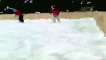 Ice Skating Kids Flip Over Wall