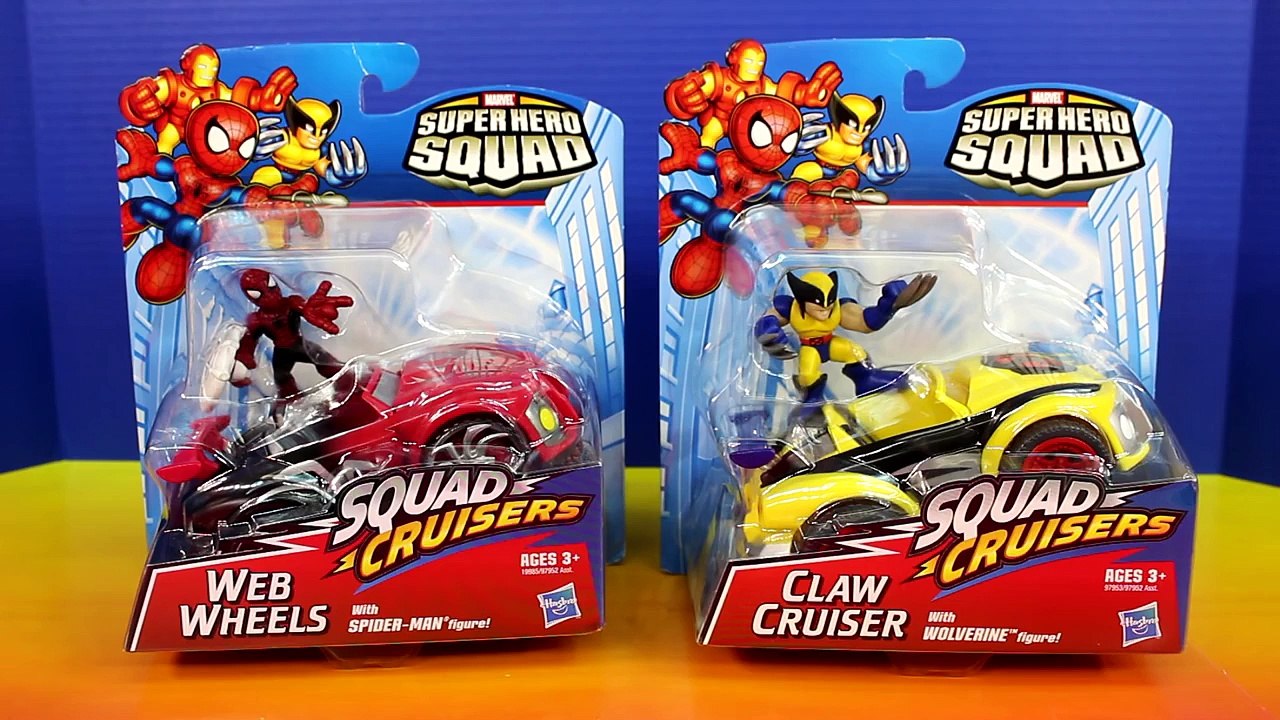 Marvel Super Hero Squad Cruisers Spider-man Web Wheels Wolverine Claw Cruiser Battle Doc O