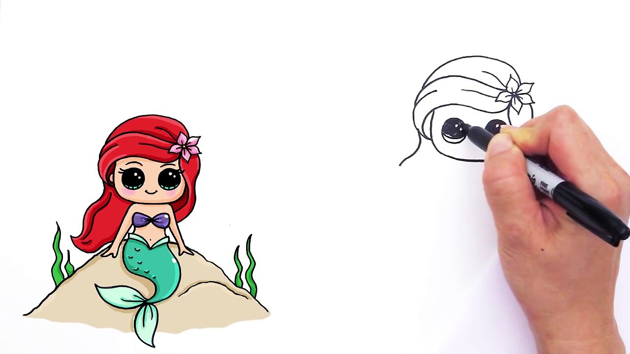 How to Draw Mermaid Ariel Cute and Easy - Dailymotion Video