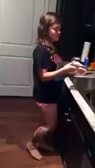 She has broken a cigarette lighter and set fire to the kitchen