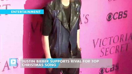 Justin Bieber supports rival for top Christmas song