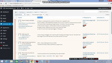 How to trash all Comment in one act on wordpress