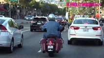 Jay Leno Takes His Indian Motorcycle For A Cruise 7.27.15 TheHollywoodFix.com