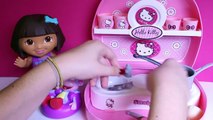Dora The Explorer Chef with Hello Kitty Mini Kitchen Dora La Exploradora Nickelodeon Toys Review