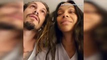 Zoe Saldana and Marco Perego pull silly faces