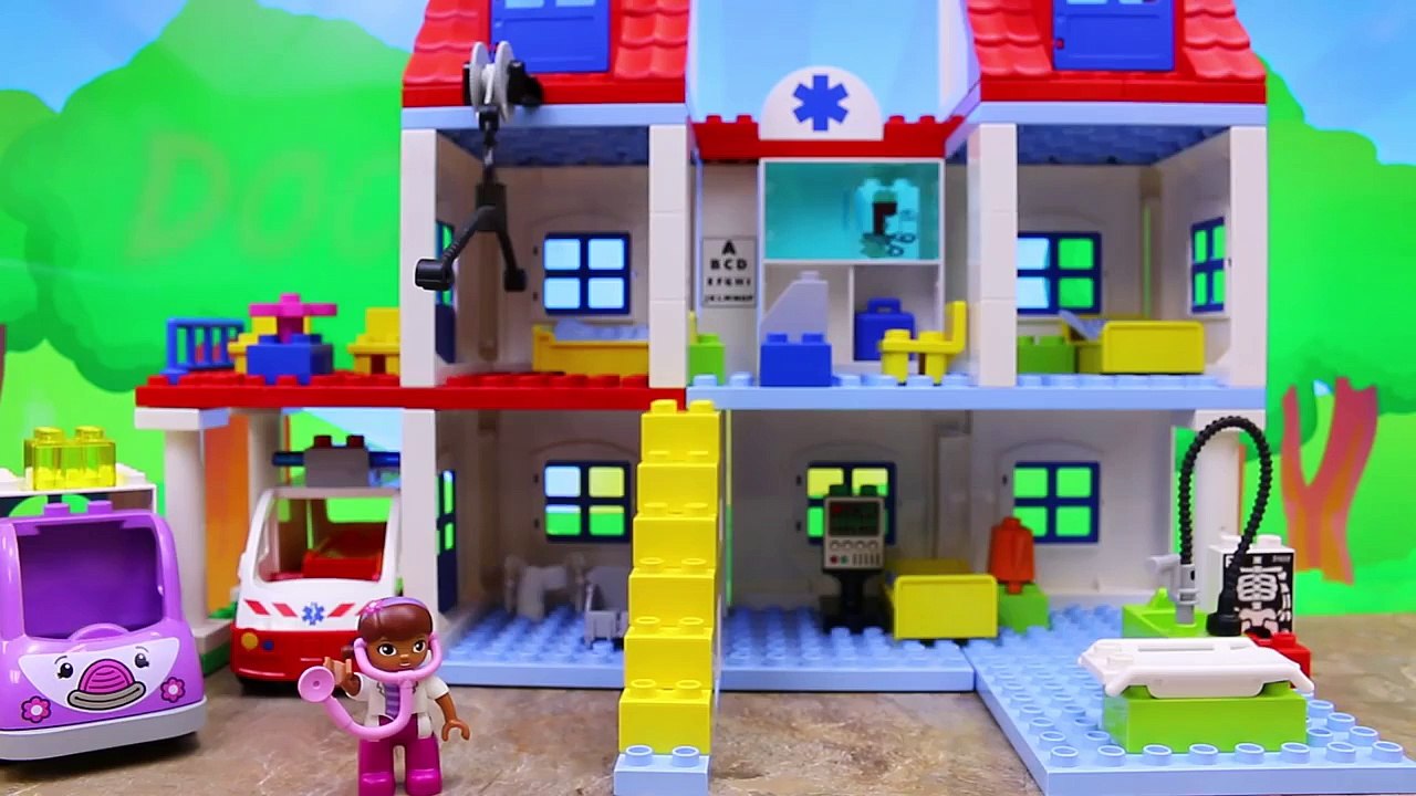 Doc McStuffins Duplo Lego Hospital with Superheroes Superman and Batman with Spiderman