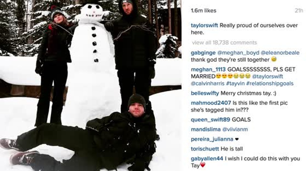 Taylor Swift, Calvin Harris und ihr Bruder bauen einen Schneemann