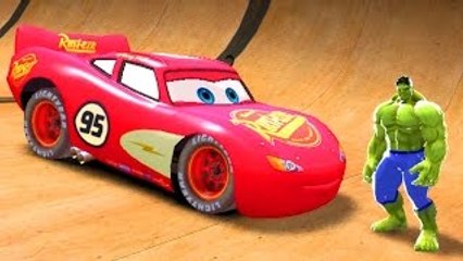 HULK playing with Lightning Cars Flash McQueen! Nursery Rhymes for Children with Cars Disn