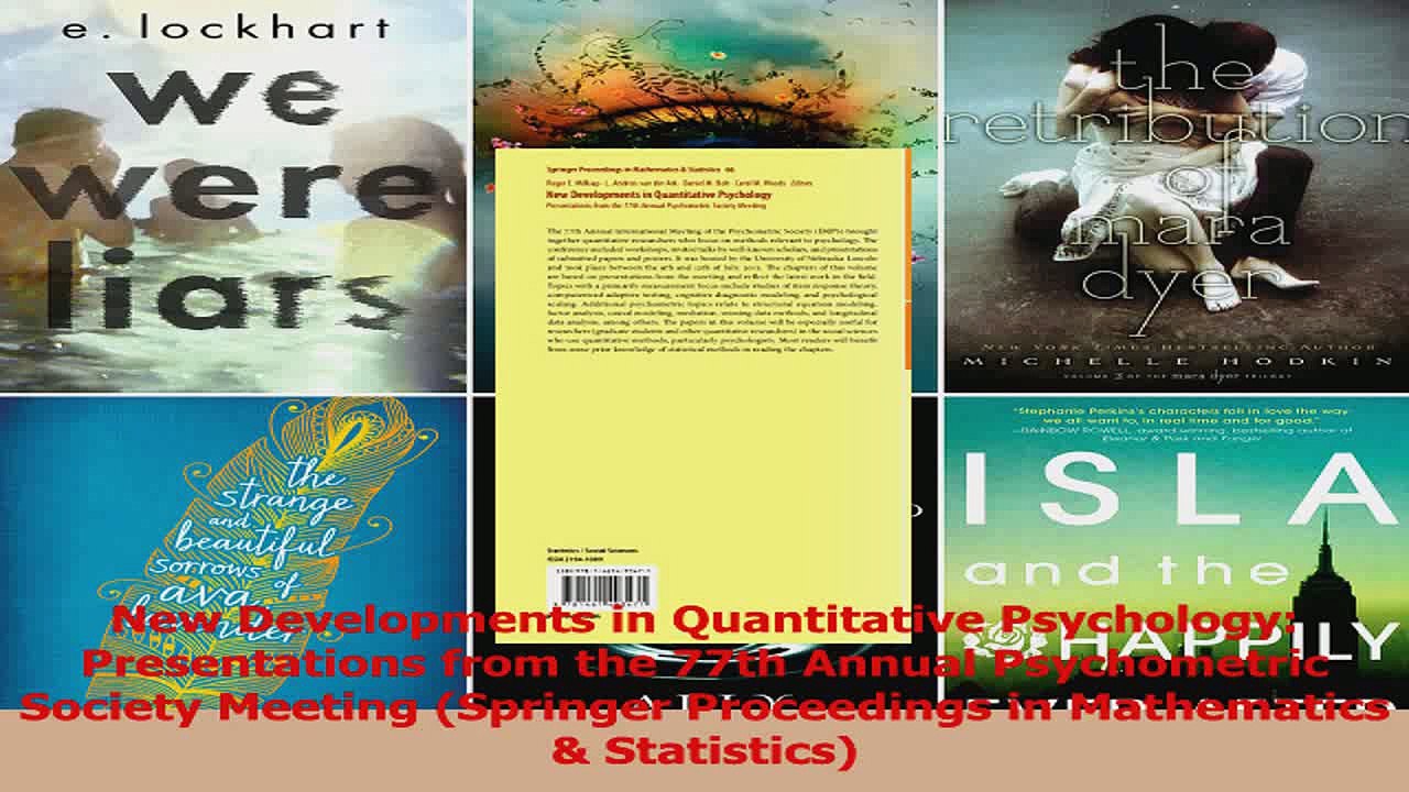 PDF Download  New Developments in Quantitative Psychology Presentations from the 77th Annual Read Online