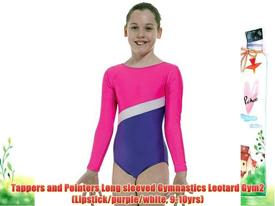 Tappers and Pointers Long sleeved Gymnastics Leotard Gym2 (Lipstick/purple/white 9-10yrs)
