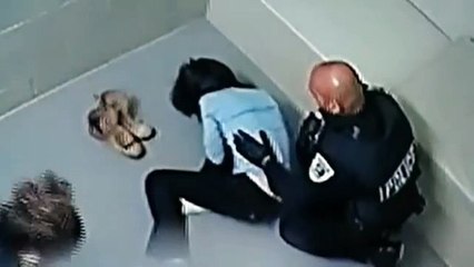 woman's face destroyed by american police