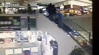 Thief jumps off escalator while trying to flee police