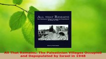 Read  All That Remains The Palestinian Villages Occupied and Depopulated by Israel in 1948 Ebook Free