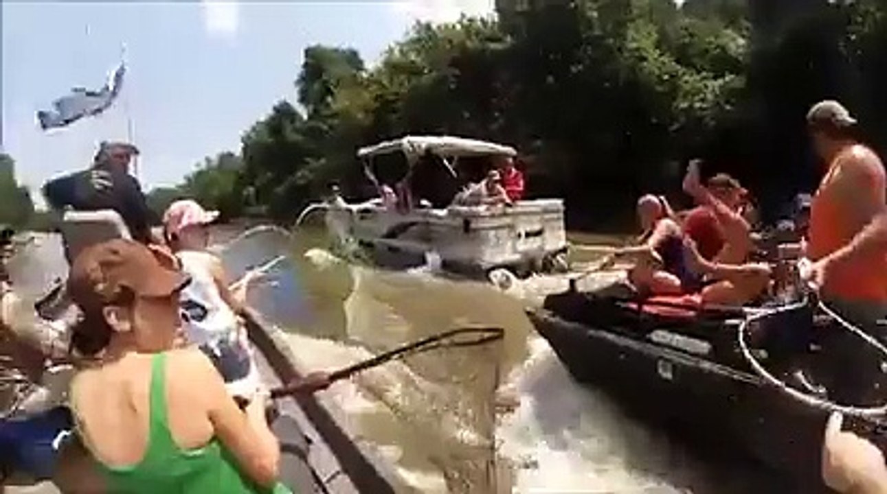 Blonde hit by a fish