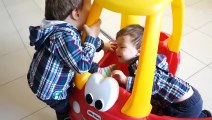 TODDLERS AND CAR Family fun funny video for kids LITTLE TIKES ON PLAYGROUND