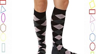 Zensah Argyle Compression Socks - Black/Grey/Pink Large