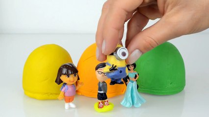 Disney Play doh Kinder Surprise eggs Peppa pig Toys Minions 2015 Monsters Mike Wazowski Dora The Exp