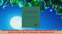 Read  TextLinguistics and Biblical Hebrew Journal for the Study of the New Testament EBooks Online