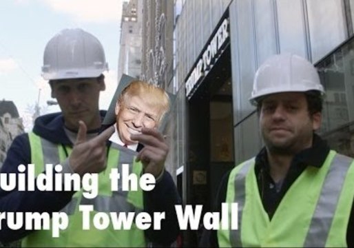 Watch Two Guys Attempt to Build a Wall Around Trump Tower