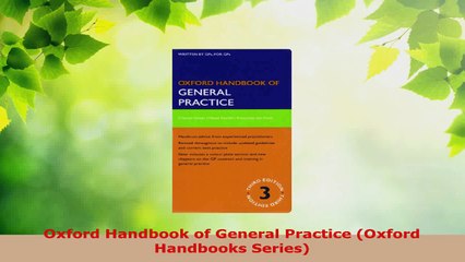 Read  Oxford Handbook of General Practice Oxford Handbooks Series EBooks Online