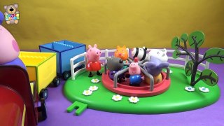 playdoh Peppa Pig and George go to the park with friends on the train grandfather ᴴᴰ ❤️