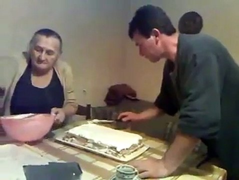 Gross and disgusting granny licks and preparing cake