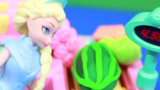 Peppa Pig goes Shopping Disney Frozen Queen Elsa Cashier Play-Doh Watermelon AllToyCollector