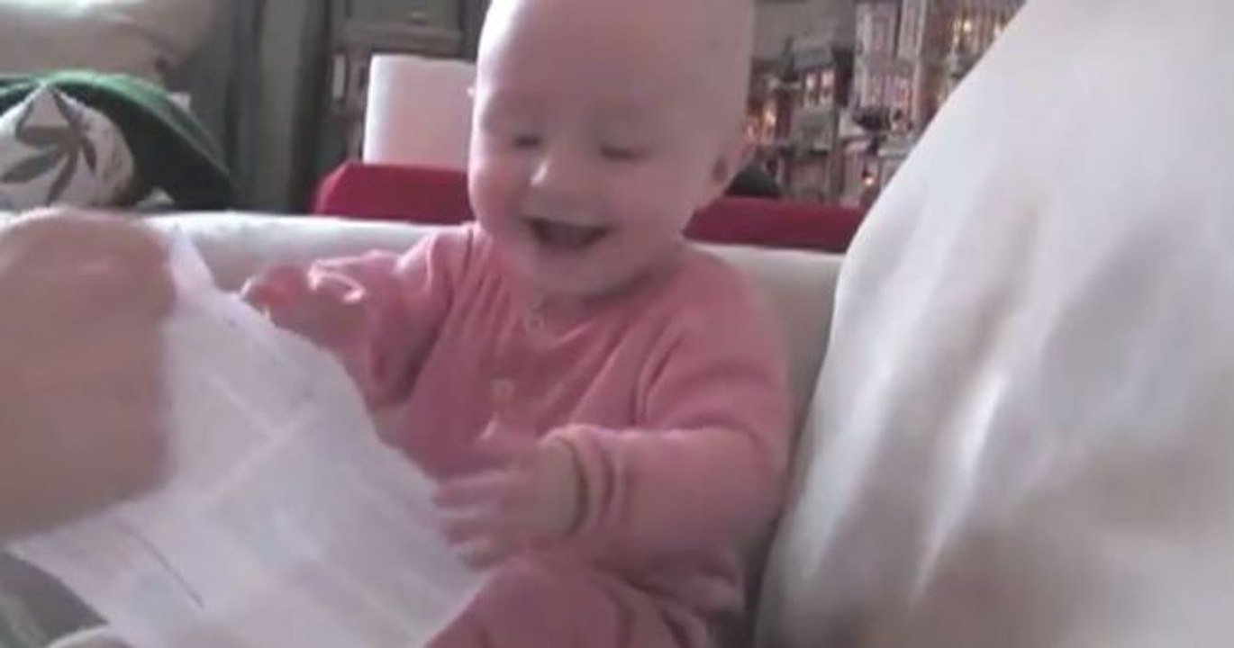Baby Laughing Hysterically at Ripping Paper 2016 (Original)