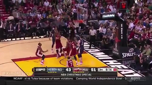 Hassan Whiteside Blocks Eric Gordon - Pelicans vs Heat - December 25, 2015 - NBA 2015-16 Season