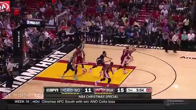 Anthony Davis Rejects Chris Bosh - Pelicans vs Heat - December 25, 2015 - NBA 2015-16 Season