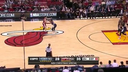 Anthony Davis Scores 20 Pts in First Half - Pelicans vs Heat - Dec 25, 2015 - NBA 2015-16 Season