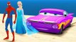 Spiderman and Frozen Elsa The Snow Queen with Ramone Disney Cars Parody