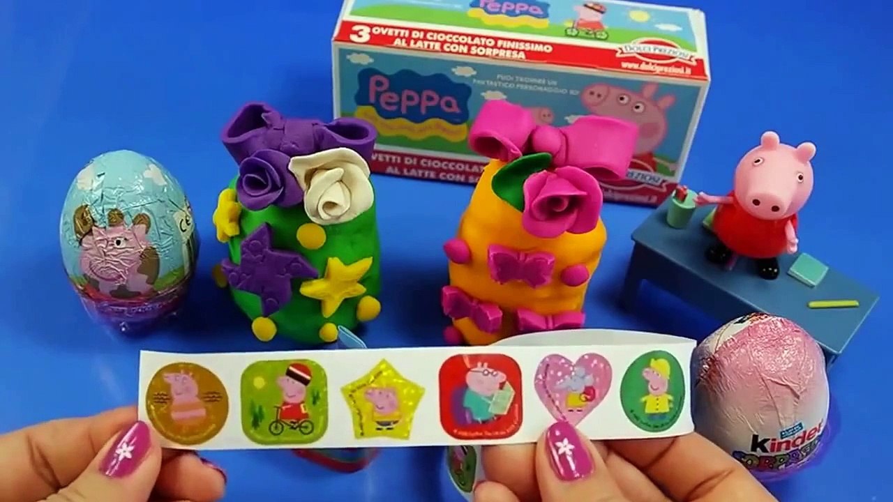 Peppa Pig Giant Egg Surprise --- Peppa Pig Toys --- Giant Surprise Egg Unboxing + Kinder Surprise