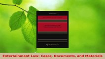 Read  Entertainment Law Cases Documents and Materials EBooks Online