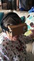 Funny GrandMa tries Virtual Reality Helmet for the first time and screams