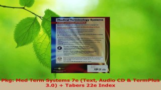 Read  Pkg Med Term Systems 7e Text Audio CD  TermPlus 30  Tabers 22e Index EBooks Online