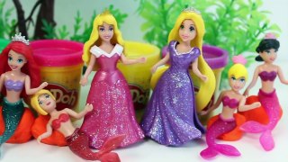 Play Doh Mermaids Frozen Mermaid Rapunzel Belle Cinderella Magiclip Dolls Disney Princess