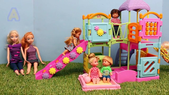 Frozen Elsa Kids Princess Castle & Barbie Park Playground ♥ Disney Princess Anna Dolls