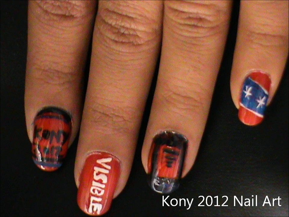 Kony 2012 nail art- Easy Kony 2012 nail design- tutorial- nail art designs- beginners- short nails