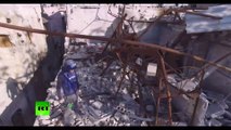 Scènes de destructions filmée au drone en syrie pendant la guerre