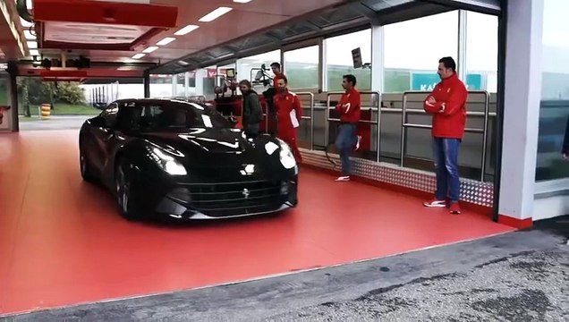 Kimi Raikkonen drifting with the Ferrari F12berlinetta at Fiorano