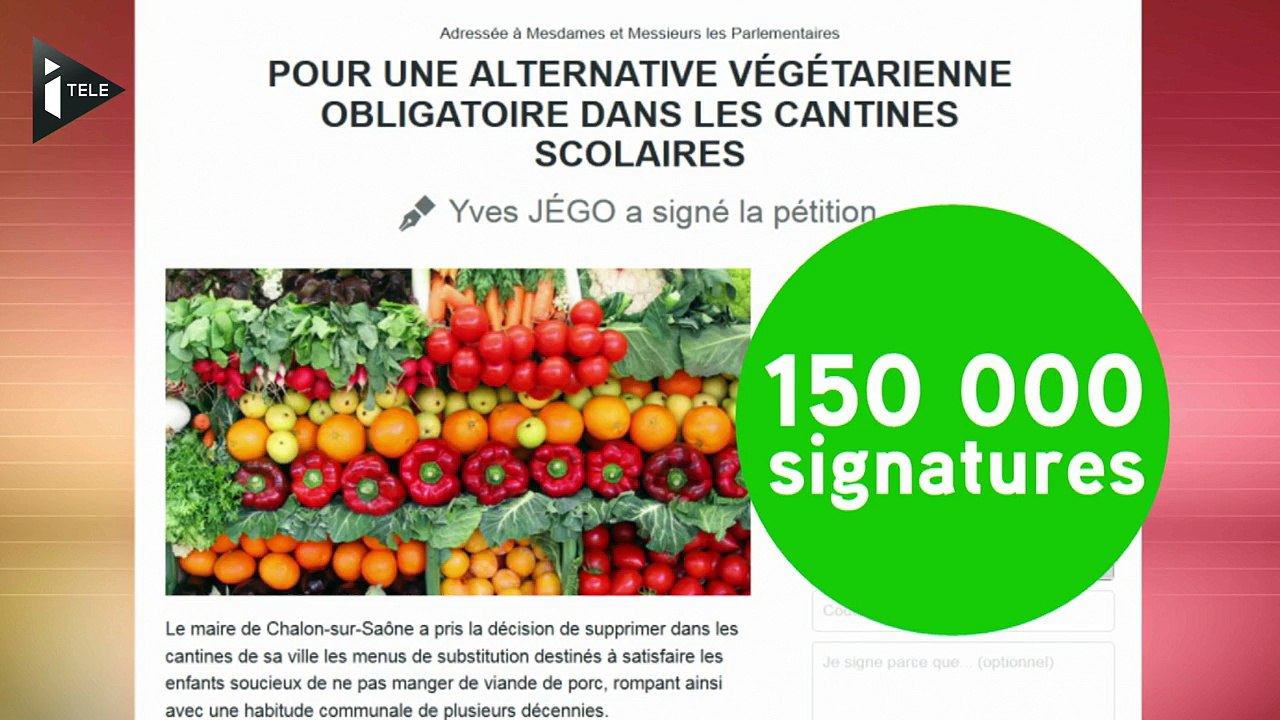 Menu végétarien à l'école : Yves Jégo demande à Manuel Valls d'intervenir