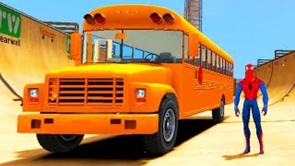 The Amazing Spiderman Plays with School Bus Fun Animation for Children with Rhymes
