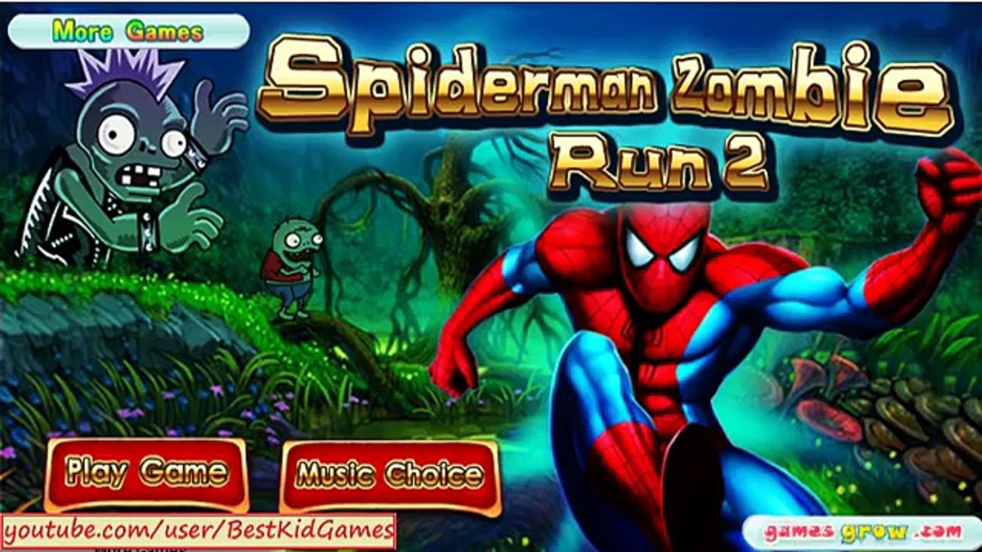 Spiderman Game - Spiderman Zombie Run game - Cartoon Game TV