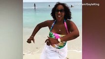 CBS anchor Gayle King enjoys frolicking on the beach