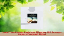 Read  Legal Terminology Explained McgrawHill Business Careers Paralegal Titles Ebook Free