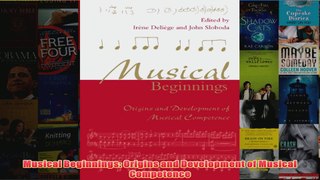 Musical Beginnings Origins and Development of Musical Competence