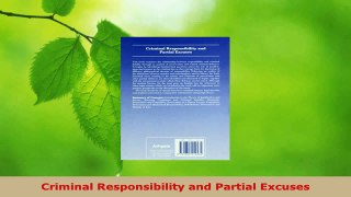 Read  Criminal Responsibility and Partial Excuses Ebook Free