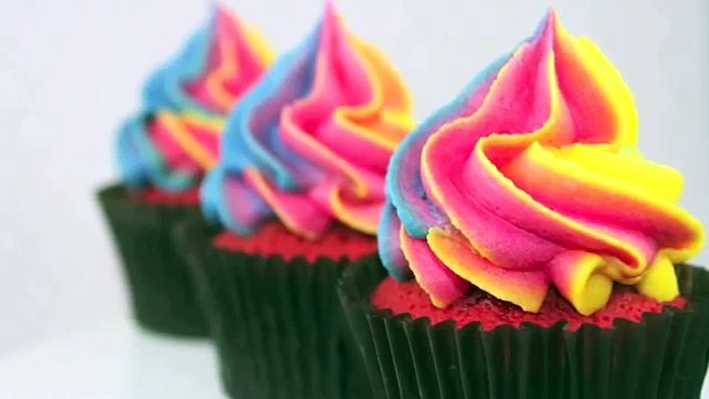 Easy Rainbow Frosting Swirl Technique for Cupcakes! - A Cupcake Addiction How To Tutorial